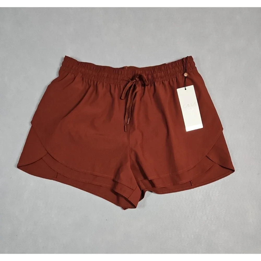 Calia‎ Womens Red Brown Step Up Athletic Shorts Size XS NWT